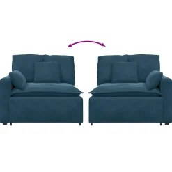vidaXL Modulaire bank Armleuning eindmodule met kussens 100 cm blauw