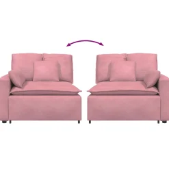 vidaXL Modulaire bank Armleuning eindmodule met kussens 100 cm roze