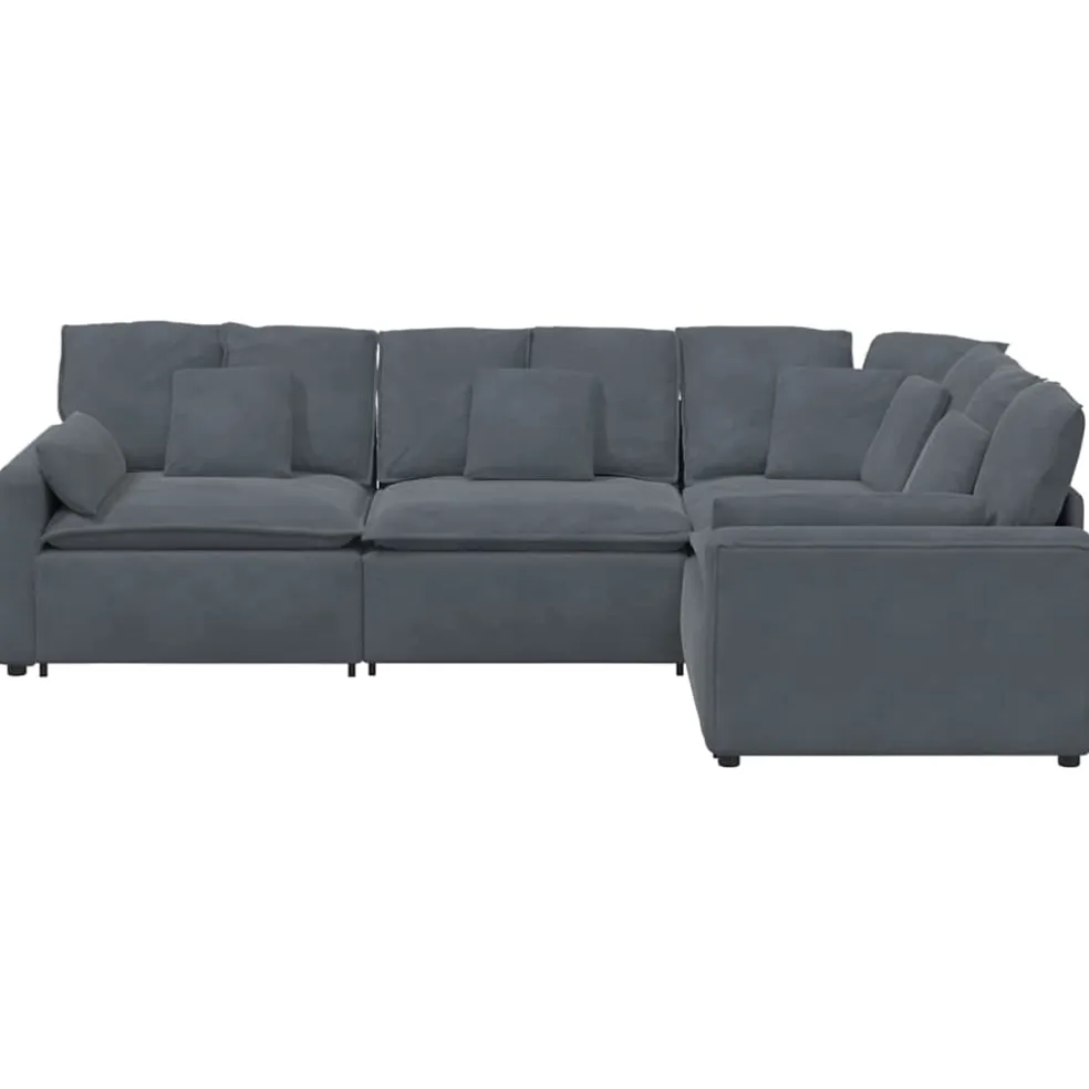 vidaXL Modulaire bank met kussens fluweel donkergrijs