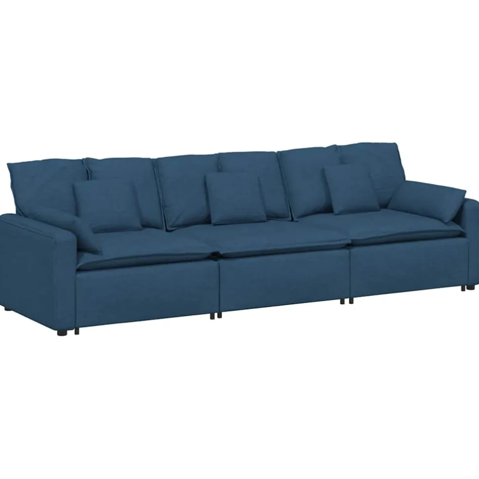 vidaXL Modulaire bank met kussens blauw