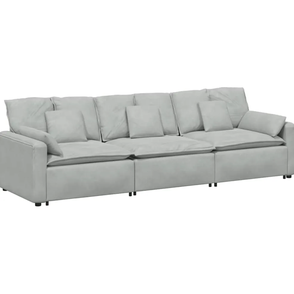 vidaXL Modulaire bank met kussens crèmekleurig