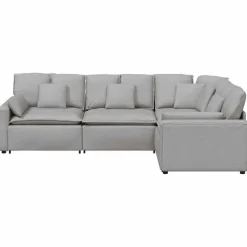 vidaXL Modulaire bank met kussens stof wolk grijs