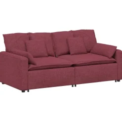 vidaXL Modulaire bank met kussens wijnrood