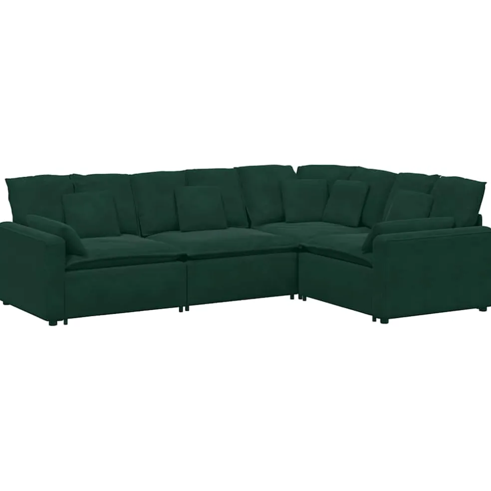 vidaXL Modulaire bank met kussens fluweel donkergroen