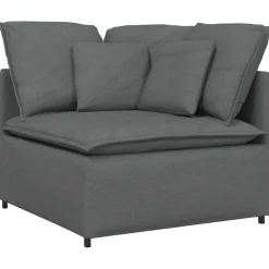vidaXL Modulaire bank met kussens stof donkergrijs