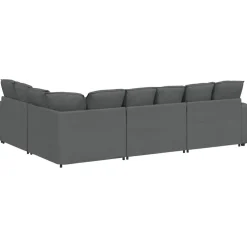 vidaXL Modulaire bank met kussens stof donkergrijs