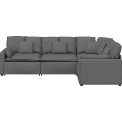 vidaXL Modulaire bank met kussens stof donkergrijs