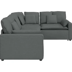 vidaXL Modulaire bank met kussens stof donkergrijs