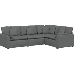 vidaXL Modulaire bank met kussens stof donkergrijs