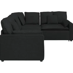 vidaXL Modulaire bank met kussens stof zwart