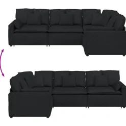 vidaXL Modulaire bank met kussens stof zwart
