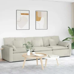 vidaXL Modulaire bank met kussens crèmekleurig