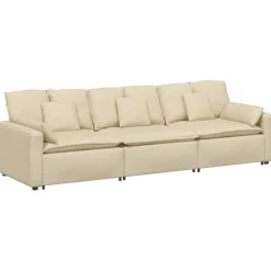 vidaXL Modulaire bank met kussens crèmekleurig