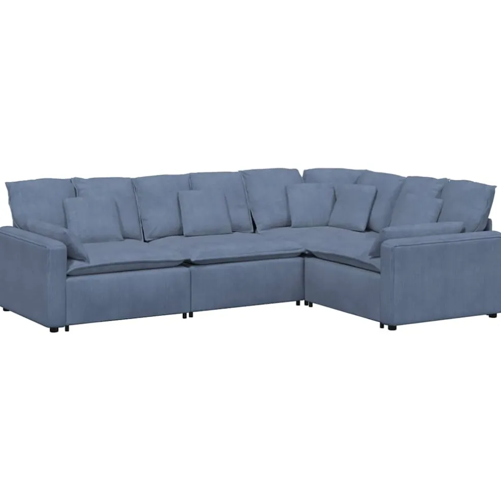 vidaXL Modulaire bank met kussens corduroy stof blauw