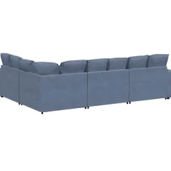vidaXL Modulaire bank met kussens corduroy stof blauw