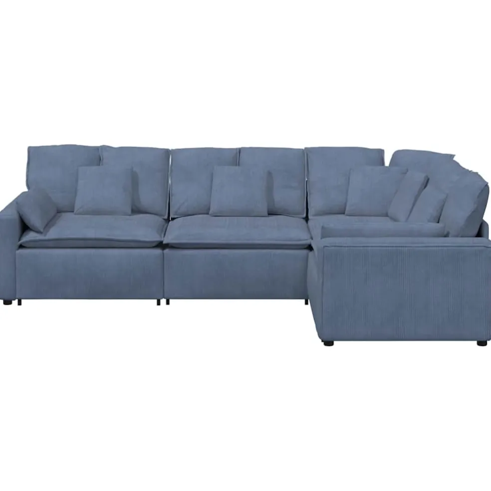 vidaXL Modulaire bank met kussens corduroy stof blauw