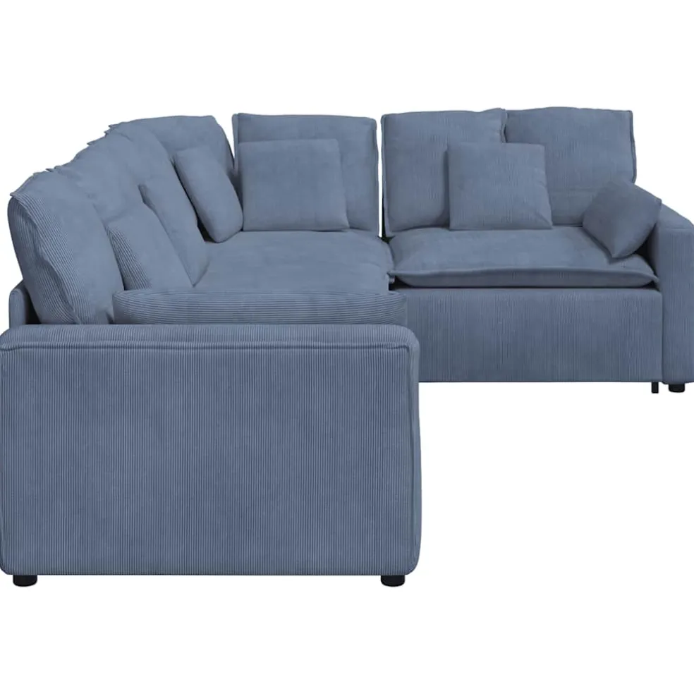 vidaXL Modulaire bank met kussens corduroy stof blauw