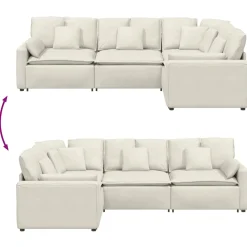 vidaXL Modulaire bank met kussens fluweel crèmekleurig