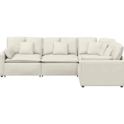vidaXL Modulaire bank met kussens fluweel crèmekleurig