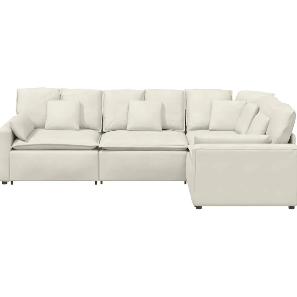 vidaXL Modulaire bank met kussens fluweel crèmekleurig