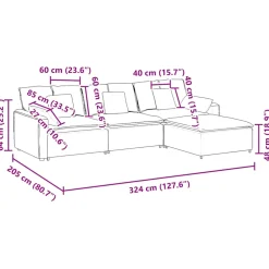 vidaXL Modulaire bank met voetenbank en kussens crèmekleurig