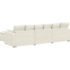 vidaXL Modulaire bank met voetenbank en kussens crèmekleurig