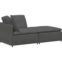 vidaXL Modulaire bank met voetenbank&kussens corduroy stof donkergrijs
