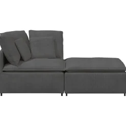 vidaXL Modulaire bank met voetenbank&kussens corduroy stof donkergrijs
