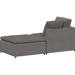 vidaXL Modulaire bank met voetenbank&kussens corduroy stof lichtgrijs
