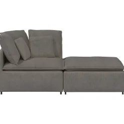 vidaXL Modulaire bank met voetenbank&kussens corduroy stof lichtgrijs
