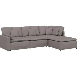 vidaXL Modulaire bank met voetenbank en kussens stof taupe