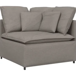 vidaXL Modulaire bank met voetenbank en kussens stof taupe
