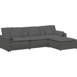 vidaXL Modulaire bank met voetenbank en kussens donkergrijs