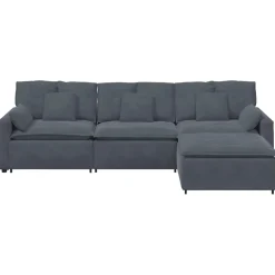 vidaXL Modulaire bank met voetenbank en kussens donkergrijs