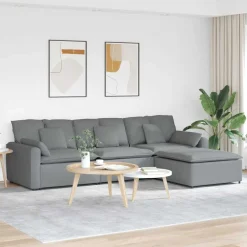 vidaXL Modulaire bank met voetenbank en kussens lichtgrijs