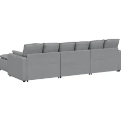 vidaXL Modulaire bank met voetenbank en kussens lichtgrijs