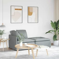 vidaXL Modulaire bank met voetenbank en kussens stof lichtgrijs
