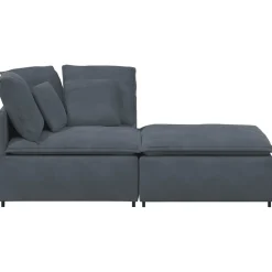 vidaXL Modulaire bank met voetenbank en kussens fluweel donkergrijs