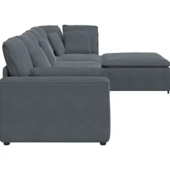 vidaXL Modulaire bank met voetenbank en kussens fluweel donkergrijs