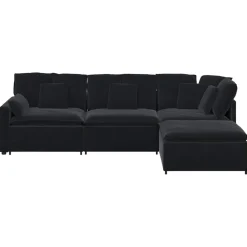 vidaXL Modulaire bank met voetenbank en kussens fluweel zwart