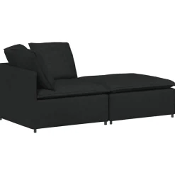 vidaXL Modulaire bank met voetenbank en kussens stof zwart