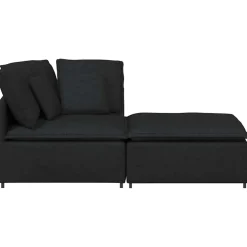 vidaXL Modulaire bank met voetenbank en kussens stof zwart