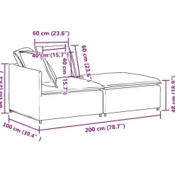 vidaXL Modulaire bank met voetenbank en kussens stof zwart