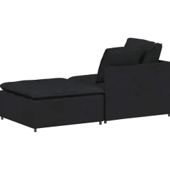 vidaXL Modulaire bank met voetenbank en kussens stof zwart