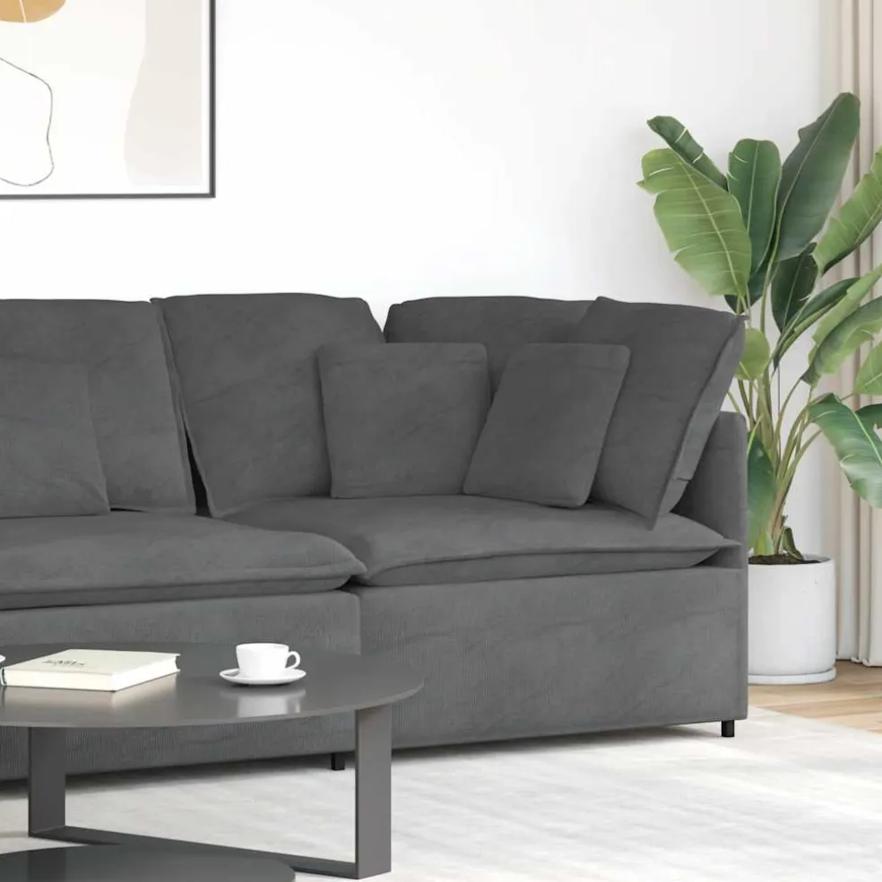vidaXL Modulaire hoekbank met kussens 100 cm donkergrijs