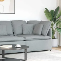 vidaXL Modulaire hoekmodule bank met kussens 100 cm lichtgrijs