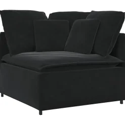vidaXL Modulaire hoekmodule bank met kussens 100 cm zwart