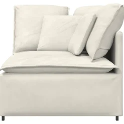 vidaXL Modulaire hoekmodule bank met kussens 100 cm crèmekleurig