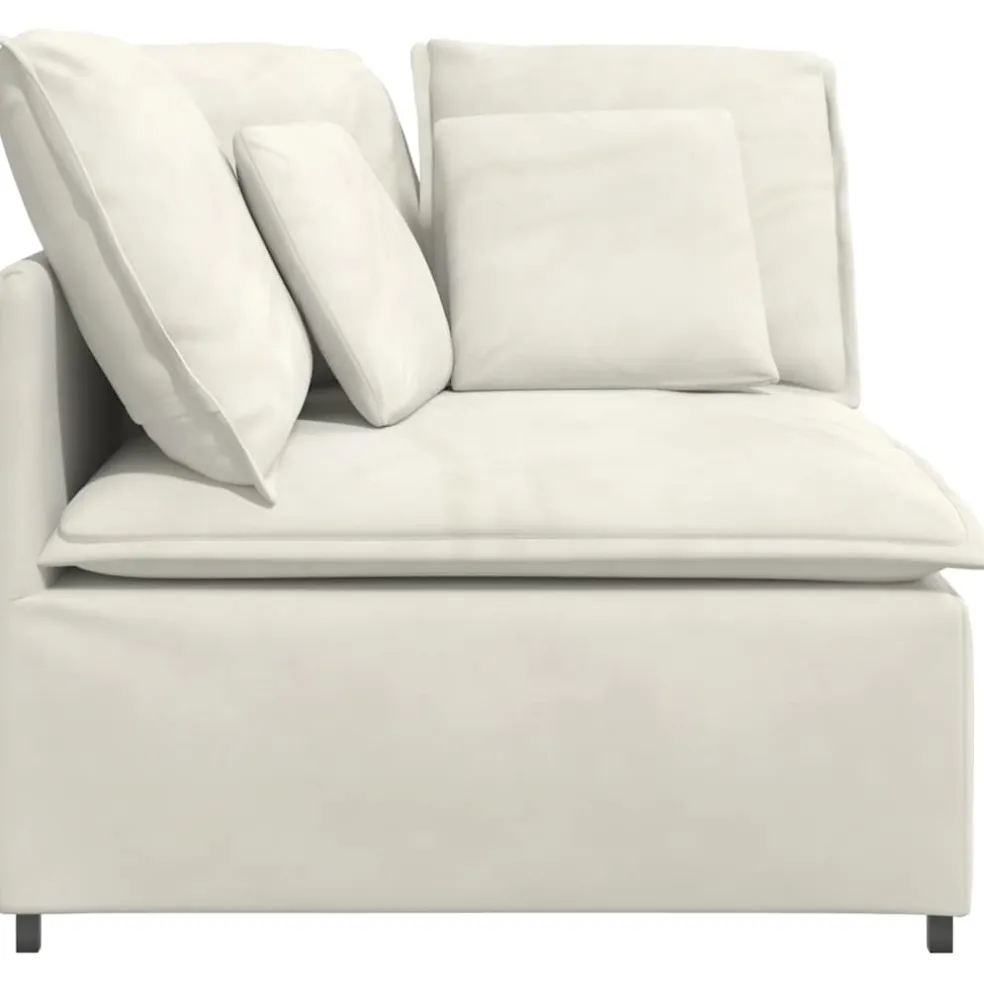 vidaXL Modulaire hoekmodule bank met kussens 100 cm crèmekleurig