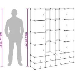 vidaXL Modulaire kast met 18 compartimenten wit 37 x 146 x 180,5 cm